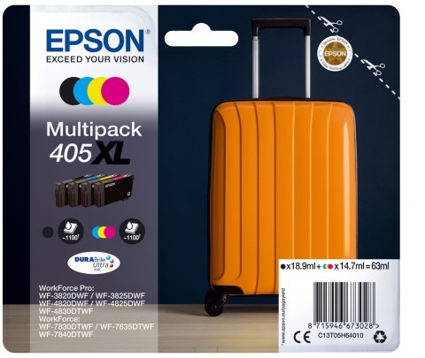 Epson 405XL DURABrite Ultra nabój z tuszem 1 szt. Oryginalny Wysoka (XL) wydajność Czarny, Cyjan, Purpurowy, Żółty Epson 405XL DURABrite Ultra nabój z tuszem 1 szt. Oryginalny Wysoka (XL) wydajność Czarny, Cyjan, Purpurowy, Żółty