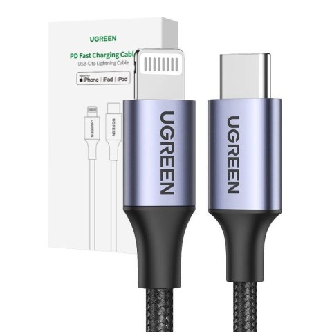 Kabel Lightning do USB-C UGREEN PD 3A US304, 1.5m (czarny) Kabel Lightning do USB-C UGREEN PD 3A US304, 1.5m (czarny)