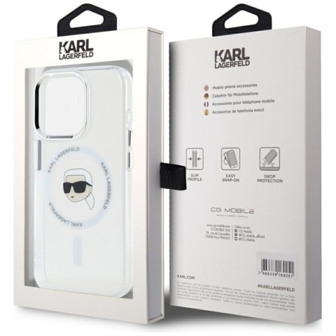 Karl Lagerfeld IML Metal Karl Head MagSafe - Etui do iPhone 15 Pro Max (biały)