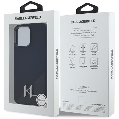 Karl Lagerfeld Silicone Shadow Metal Initial MagSafe - Etui do iPhone 15 Pro Max (czarny)