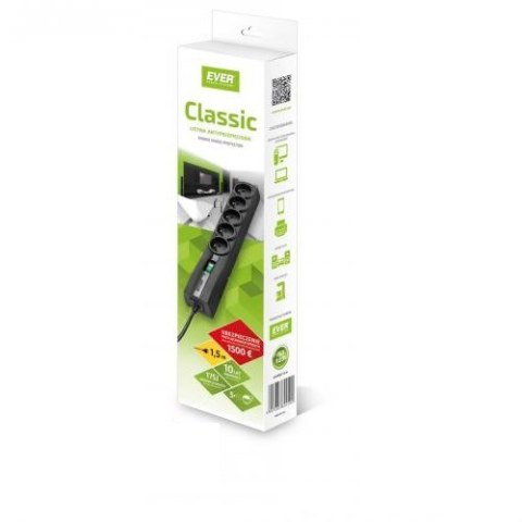 Listwa antyprzepięciowa Ever Classic 1,5m (kolor czarny) (T/LZ09-CLA015/0000) Listwa antyprzepięciowa Ever Classic 1,5m (kolor czarny) (T/LZ09-CLA015/0000)