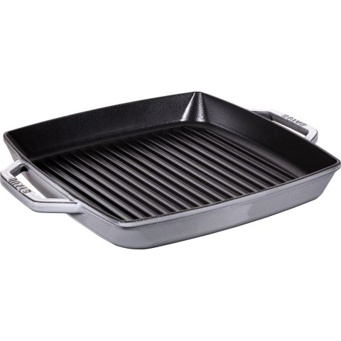STAUB Kwadratowa patelnia żeliwna grillowa z dwoma uchwytami 33 cm, grafitowy STAUB Kwadratowa patelnia żeliwna grillowa z dwoma uchwytami 33 cm, grafitowy