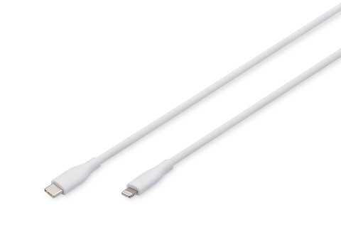Digitus Silikonowy kabel połączeniowy Lightning, USB-C - Lightning, 1 m, biały