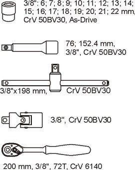 Yato YT-5542 gniazdko/zestaw gniazdek Zestaw nasadek Yato YT-5542 gniazdko/zestaw gniazdek Zestaw nasadek