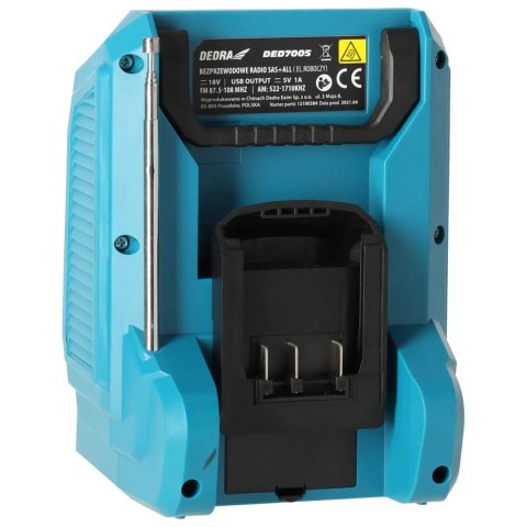Radio akumulatorowe Bluetooth 18V USB SAS Radio akumulatorowe Bluetooth 18V USB SAS