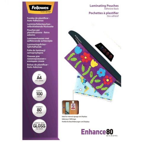 LAMINATOR POUCH ADHESIVE BACK A4 80 100PCS 5302202 FELLOWES LAMINATOR POUCH ADHESIVE BACK A4 80 100PCS 5302202 FELLOWES