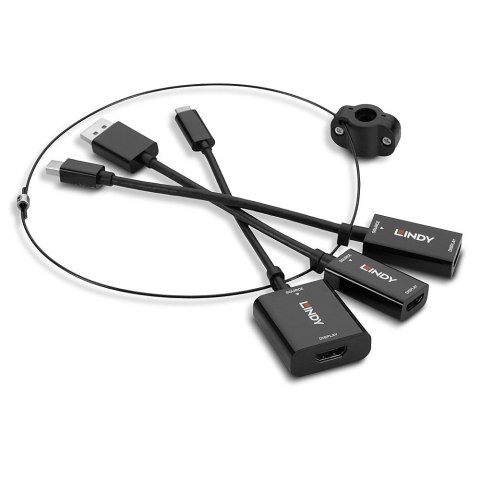 Lindy 38304 adapter kablowy HDMI Typu A (Standard) DisplayPort + Mini DisplayPort + USB Type-C Czarny Lindy 38304 adapter kablowy HDMI Typu A (Standard) DisplayPort + Mini DisplayPort + USB Type-C Czarny