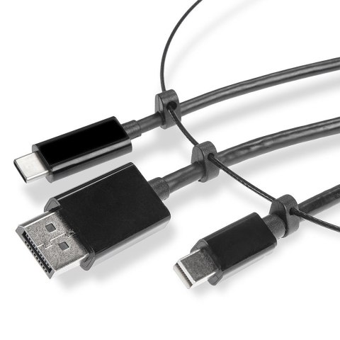 Lindy 38304 adapter kablowy HDMI Typu A (Standard) DisplayPort + Mini DisplayPort + USB Type-C Czarny Lindy 38304 adapter kablowy HDMI Typu A (Standard) DisplayPort + Mini DisplayPort + USB Type-C Czarny