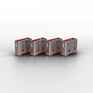 Lindy 40450 bloker portów Blokada portu + klucz USB Typu-A Różowy Kopolimer akrylonitrylo-butadieno-styrenowy (ABS) 5 szt.