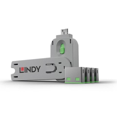 Lindy 40451 bloker portów Blokada portu + klucz USB Typu-A Zielony Kopolimer akrylonitrylo-butadieno-styrenowy (ABS) 5 szt. Lindy 40451 bloker portów Blokada portu + klucz USB Typu-A Zielony Kopolimer akrylonitrylo-butadieno-styrenowy (ABS) 5 szt.