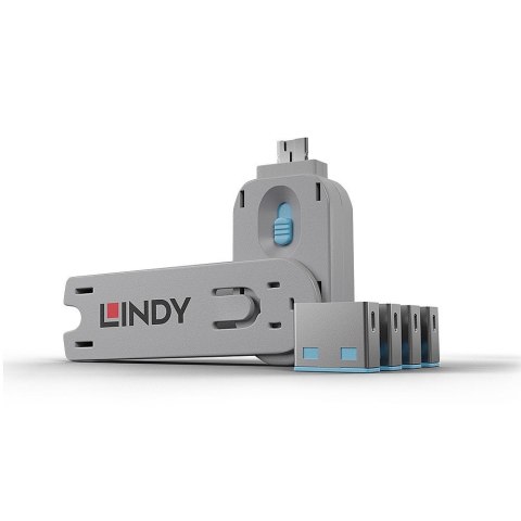 Lindy 40452 bloker portów Blokada portu + klucz USB Typu-A Niebieski Kopolimer akrylonitrylo-butadieno-styrenowy (ABS) 5 szt. Lindy 40452 bloker portów Blokada portu + klucz USB Typu-A Niebieski Kopolimer akrylonitrylo-butadieno-styrenowy (ABS) 5 szt.