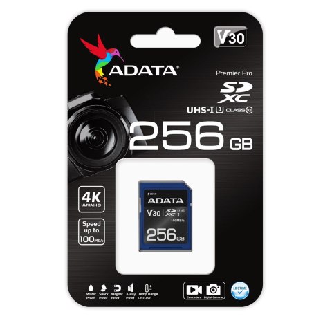 ADATA ASDX256GUI3V30S-R pamięć flash 256 GB SDXC UHS-I Klasa 10 ADATA ASDX256GUI3V30S-R pamięć flash 256 GB SDXC UHS-I Klasa 10