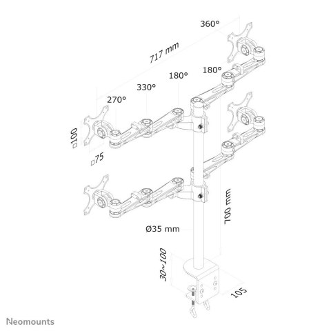Neomounts FPMA-D935D4 uchwyt / stojak do monitorów 68,6 cm (27") Biurko Srebrny Neomounts FPMA-D935D4 uchwyt / stojak do monitorów 68,6 cm (27") Biurko Srebrny