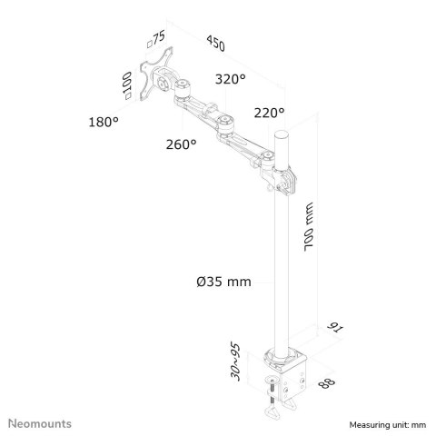 Neomounts FPMA-D935POLE70 uchwyt / stojak do monitorów 76,2 cm (30") Biurko Srebrny Neomounts FPMA-D935POLE70 uchwyt / stojak do monitorów 76,2 cm (30") Biurko Srebrny
