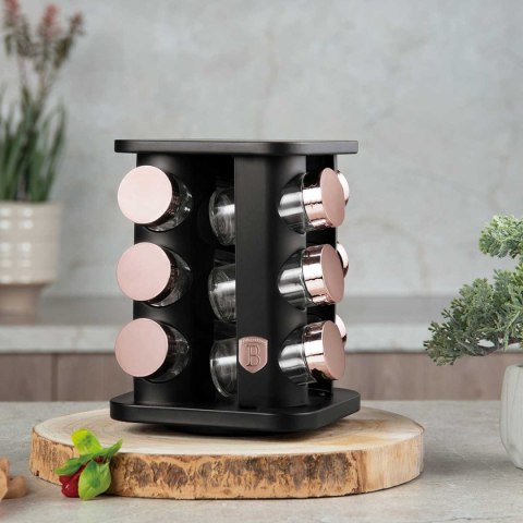 STOJAK OBROTOWY NA PRZYPRAWY 12 POJEMNIKÓW BERLINGER HAUS BH-8559 BLACK ROSE STOJAK OBROTOWY NA PRZYPRAWY 12 POJEMNIKÓW BERLINGER HAUS BH-8559 BLACK ROSE