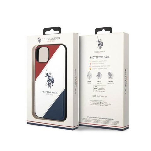 US Polo Assn Tricolor Embossed - Etui iPhone 14 (biały)