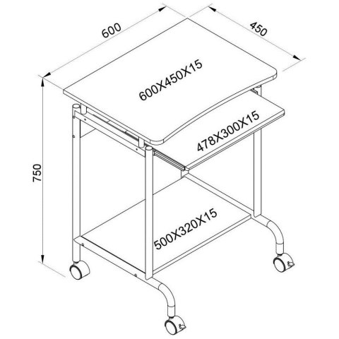 TECHLY BIURKO KOMPUTEROWE MAŁE 600X450 NA KÓŁKACH TECHLY BIURKO KOMPUTEROWE MAŁE 600X450 NA KÓŁKACH