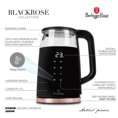 CZAJNIK ELEKTRYCZNY 1L BERLINGER HAUS BH-9478 BLACK ROSE