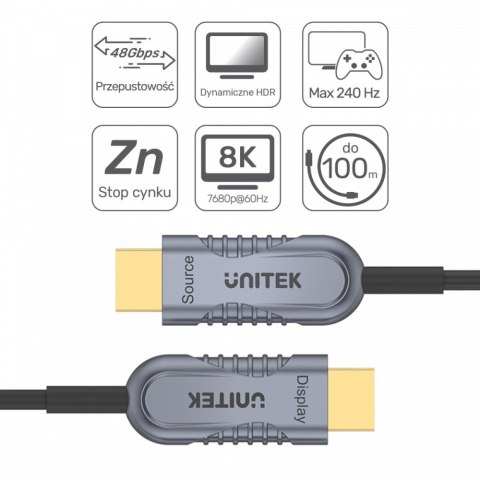 Kabel Optyczny HDMI 2.1 AOC 5m 4K60Hz C11027DGY Kabel Optyczny HDMI 2.1 AOC 5m 4K60Hz C11027DGY