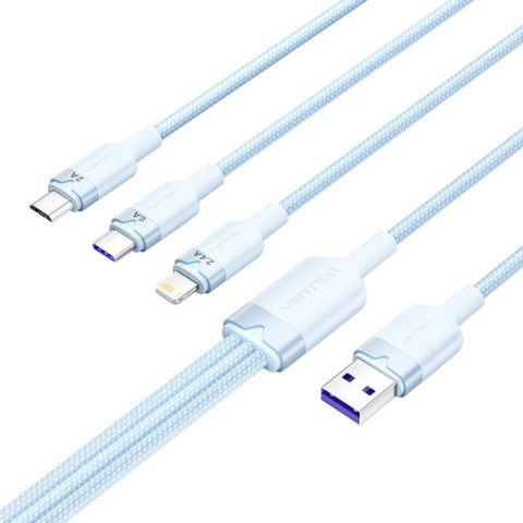 Kabel USB 2.0 A do 3w1 6A Vention CTRLG 1.5M (niebieski) Kabel USB 2.0 A do 3w1 6A Vention CTRLG 1.5M (niebieski)