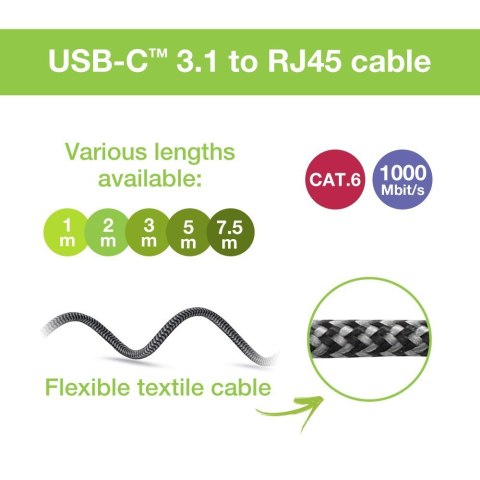 Kabel sieciowy USB-C na Gigabit Ethernet RJ45 1m