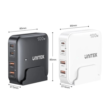 Sieciowa ładowarka GaN - Unitek P1229ABK01-EU | 100W 2x USB-C 2x USB-A