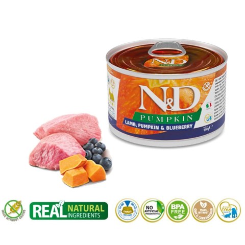 FARMINA N&D Dog Lamb, Pumpkin, Blueberry Adult Mini - mokra karma dla psa - 140g FARMINA N&D Dog Lamb, Pumpkin, Blueberry Adult Mini - mokra karma dla psa - 140g
