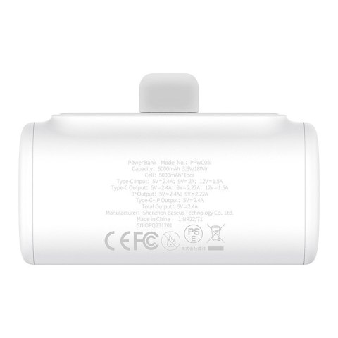 Powerbank Baseus Compact IP 5000mAh 20W USB-C/Lightning (biały)