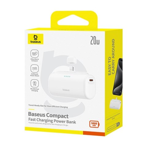 Powerbank Baseus Compact IP 5000mAh 20W USB-C/Lightning (biały)