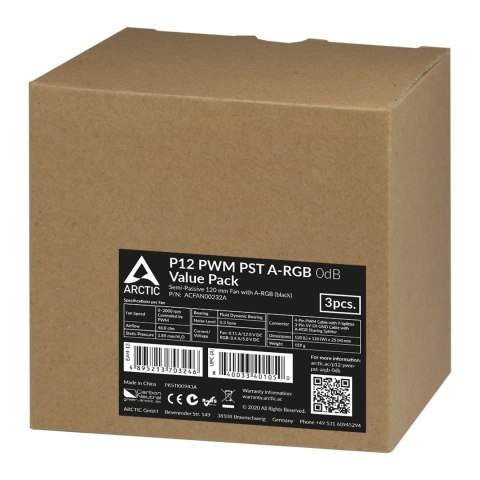 Wentylator ARCTIC P12 PWM PST A-RGB 0dB 3 pcs Value Pack Wentylator ARCTIC P12 PWM PST A-RGB 0dB 3 pcs Value Pack