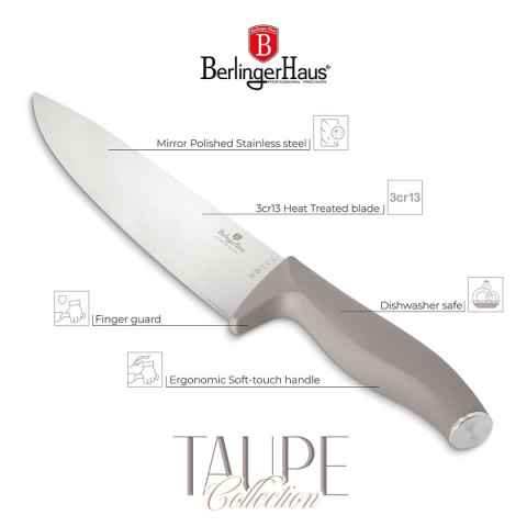 ZESTAW NOŻY BERLINGER HAUS BH-3122 TAUPE W BLOKU BAMBUSOWYM