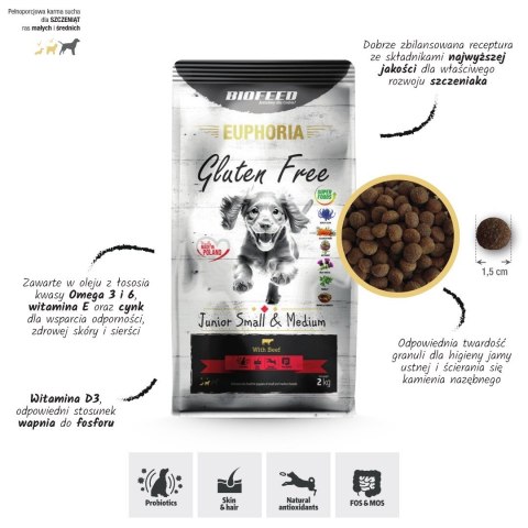BIOFEED Euphoria G-F SMALL&MID wołowina 12kg BIOFEED Euphoria G-F SMALL&MID wołowina 12kg