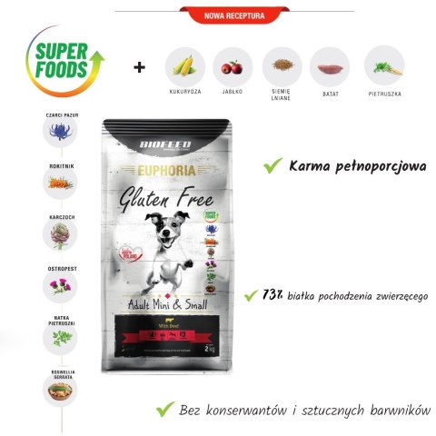 BIOFEED Euphoria G-F psy MINI&SMALL wołowina 12kg BIOFEED Euphoria G-F psy MINI&SMALL wołowina 12kg