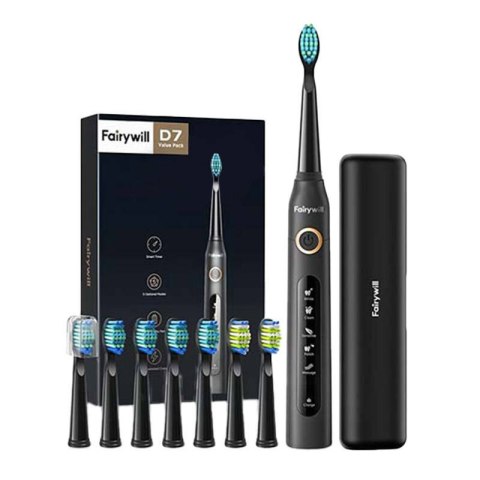 Szczoteczka soniczna do zębów z zestawem końcówek i etui FairyWill FW-507 Plus (Czarna) Szczoteczka soniczna do zębów z zestawem końcówek i etui FairyWill FW-507 Plus (Czarna)