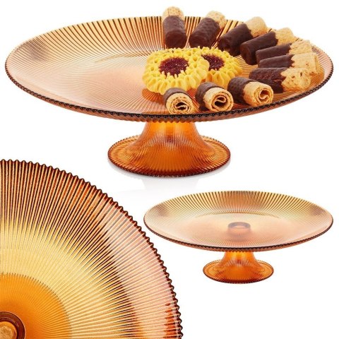 Szklana Patera na Tort Ciasto na Nóżce Szklana Stojak na Ciasto ORION 28 cm