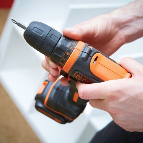 Black & Decker BDCDD12KB-QW wiertło Zamek centralny Czarny, Pomarańczowy Black & Decker BDCDD12KB-QW wiertło Zamek centralny Czarny, Pomarańczowy