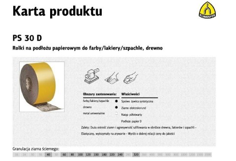 K.PAPIER ROLKA 115mm PS30D P 40 (50mb) K.PAPIER ROLKA 115mm PS30D P 40 (50mb)