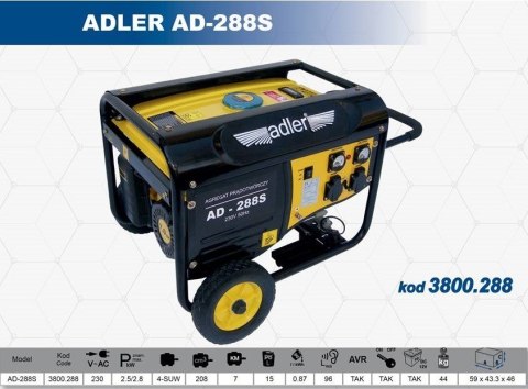 ADLER GENERATOR PRĄDOTWÓRCZY 2,8KW AD-288S%% ADLER GENERATOR PRĄDOTWÓRCZY 2,8KW AD-288S%%