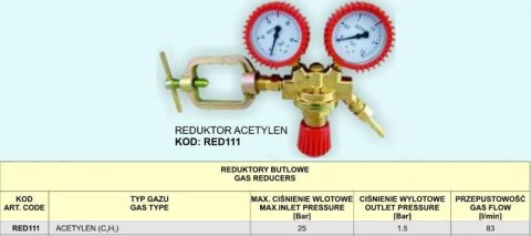 REDUKTOR ACETYLEN RED111 . REDUKTOR ACETYLEN RED111 .