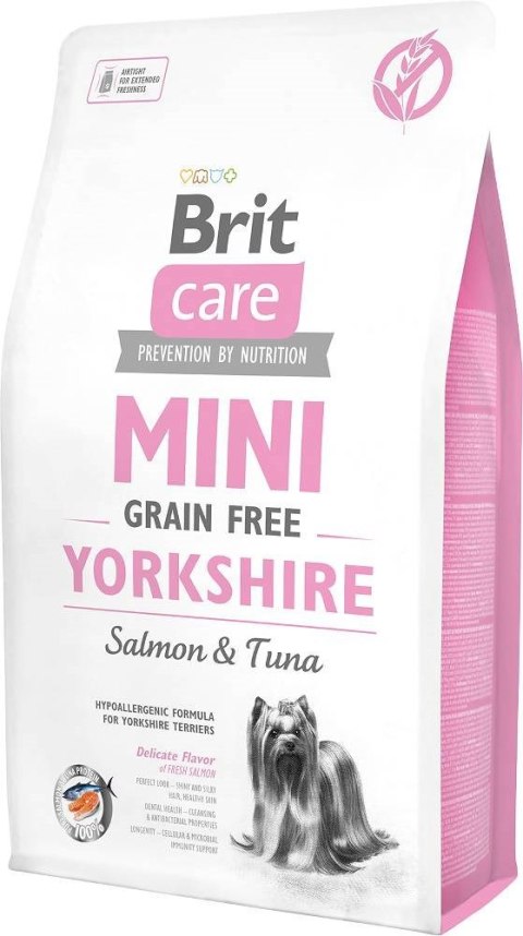 Brit Care Adult Mini Grain Free Yorkshire - sucha karma z łososiem i tuńczykiem dla psa - 2 kg Brit Care Adult Mini Grain Free Yorkshire - sucha karma z łososiem i tuńczykiem dla psa - 2 kg