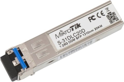 Mikrotik S-31DLC20D moduł przekaźników sieciowych 1250 Mbit/s SFP 1310 nm Mikrotik S-31DLC20D moduł przekaźników sieciowych 1250 Mbit/s SFP 1310 nm
