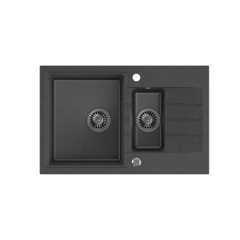 Zlewozmywak granitowy QUADRON PETER 156 Steingran czarny z syfonem manualnym i zaślepką Zlewozmywak granitowy QUADRON PETER 156 Steingran czarny z syfonem manualnym i zaślepką
