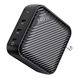 Ładowarka sieciowa INVZI GanHub 3x USB-C, 140W, EU/UK/AU/US (czarna)
