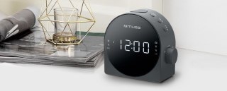 Muza | M-185CR | Podwójny budzik radiowy PLL | Wejście AUX | Czarny