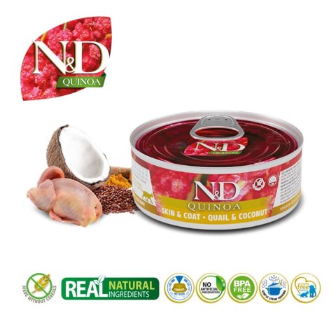FARMINA N&D Cat Quinoa Quail&Coconut Adult - mokra karma dla kota - 70 g FARMINA N&D Cat Quinoa Quail&Coconut Adult - mokra karma dla kota - 70 g