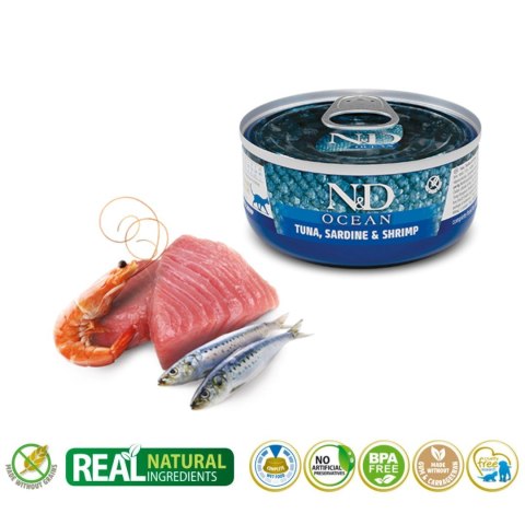 FARMINA N&D Cat Ocean Tuna, Sardine&Shrimps - mokra karma dla kota - 70 g FARMINA N&D Cat Ocean Tuna, Sardine&Shrimps - mokra karma dla kota - 70 g