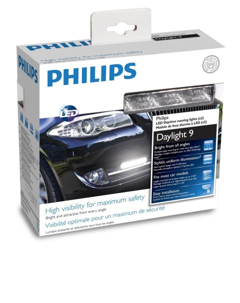 Światła do jazdy dziennej Philips DRL LED DayLight 9 12V 6W-9 ledowe, (125 szer. 24 wys. 31 gł. mm) Posiadają homologację ECE R8 Światła do jazdy dziennej Philips DRL LED DayLight 9 12V 6W-9 ledowe, (125 szer. 24 wys. 31 gł. mm) Posiadają homologację ECE R8
