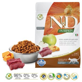 FARMINA N&D Pumpkin Cat Venison and Apple Adult - sucha karma dla kota - 300 g