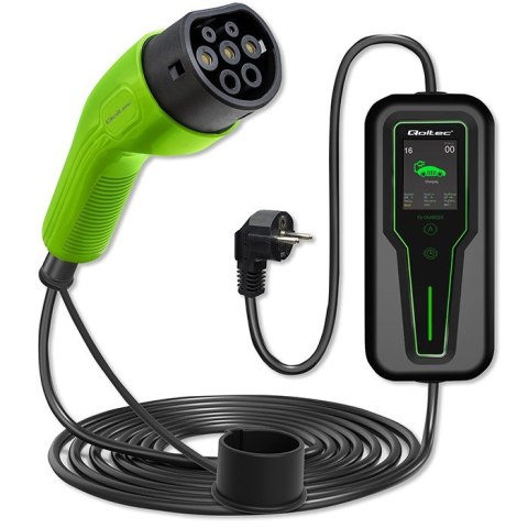 Qoltec Mobilna ładowarka do samochodu elektrycznego EV z regulacją 2w1 Typ2 | 3.5kW | 230V | LCD | Przenośna | Wallbox | 5m Qoltec Mobilna ładowarka do samochodu elektrycznego EV z regulacją 2w1 Typ2 | 3.5kW | 230V | LCD | Przenośna | Wallbox | 5m