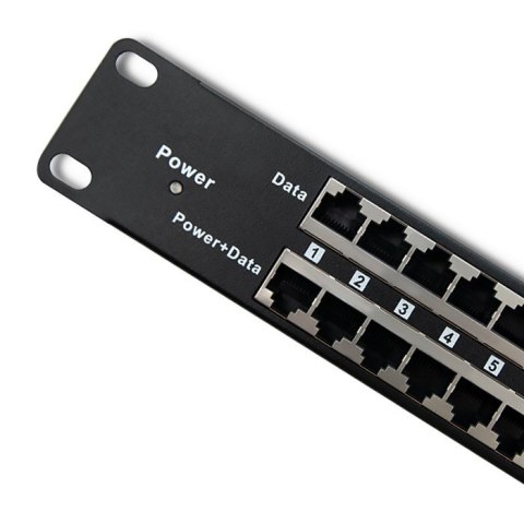 QOLTEC PATCH PANEL RACK | 48V | 24 PORTY | PASSIVE POE INJECTOR | CZARNY QOLTEC PATCH PANEL RACK | 48V | 24 PORTY | PASSIVE POE INJECTOR | CZARNY